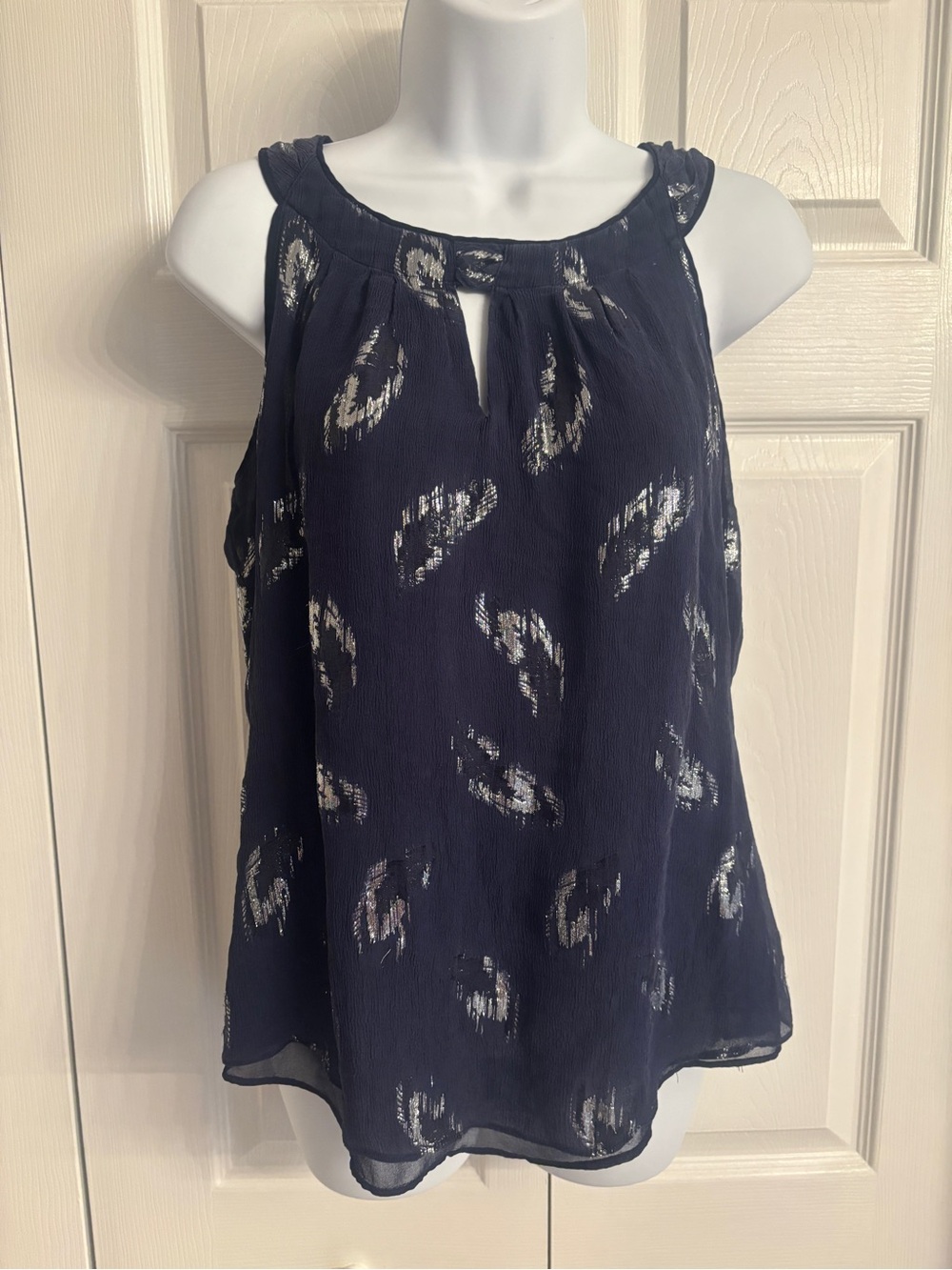 White House Black Market Navy Sleeveless Metallic Accent Camisole